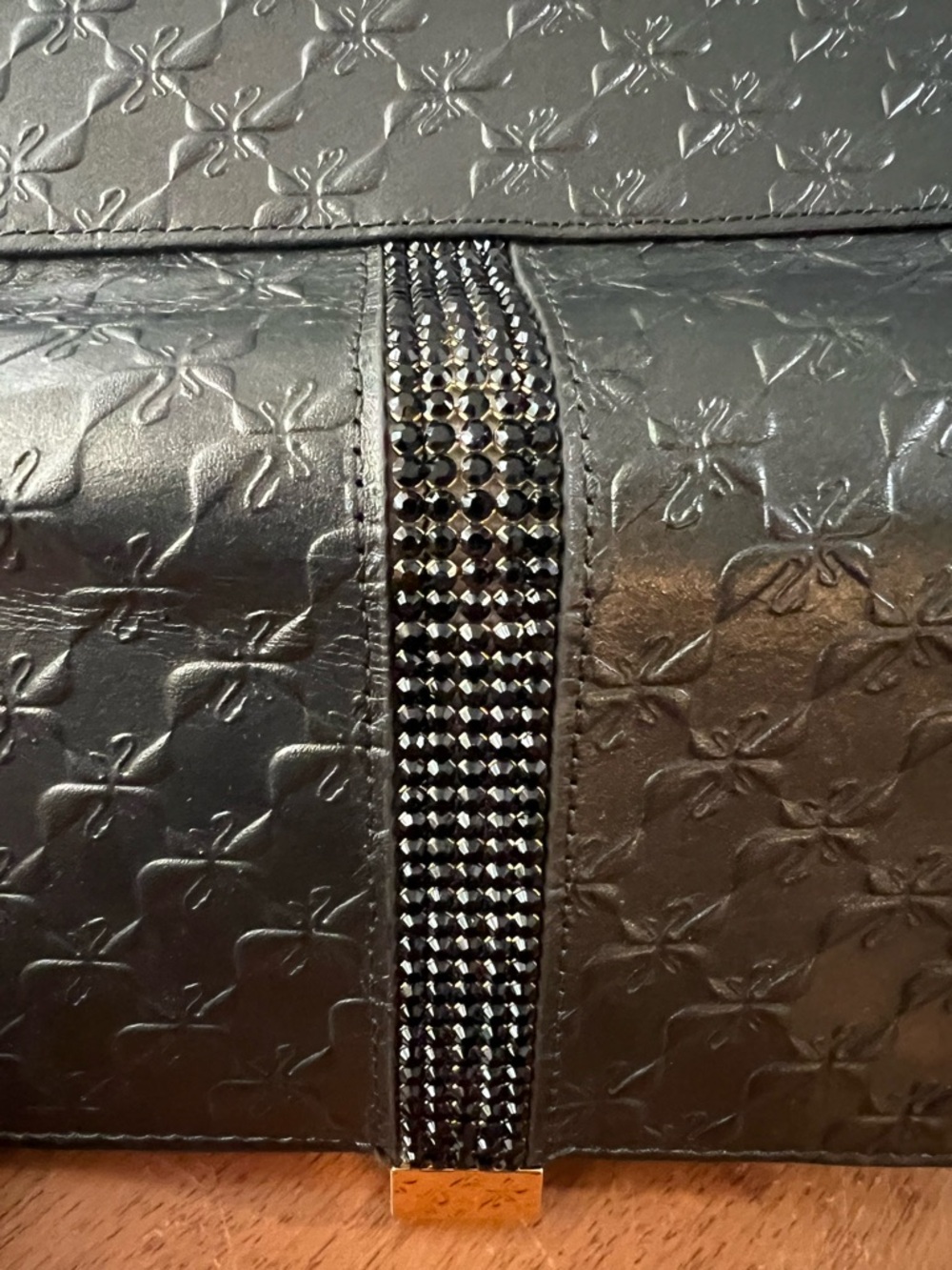 Swarovski Black Embossed Crystal-Trim Wallet - Picture 2 of 6